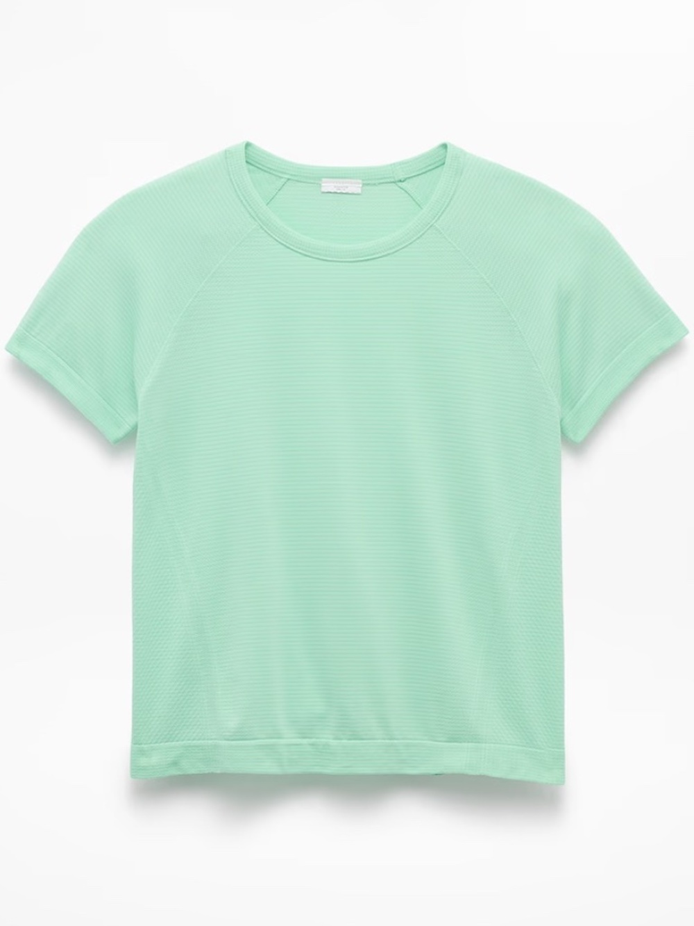Athleta Girl Power Up Sport Length Tee Clover Green Stripe XL/14 UPF 40+